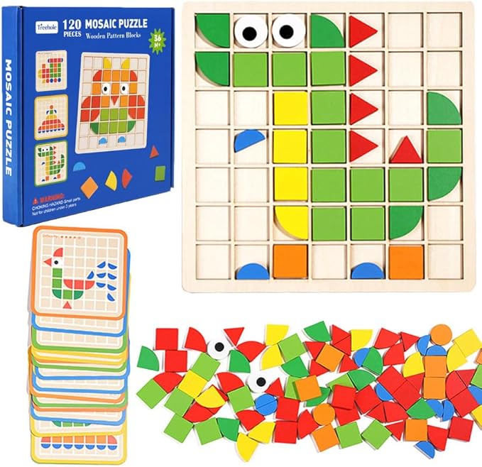 120 Pieces of Elderly Wooden Matching Puzzle Games, Classic Geometric Shape Toys for Kindergarten Education of Adult Dementia Patients, Suitable for Children Aged 4-8, Shape Puzzle Memory Games