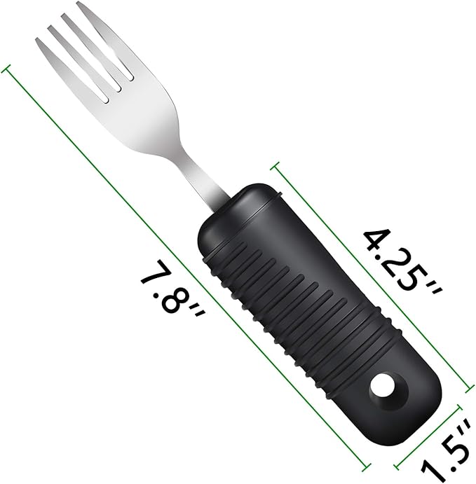 Adaptive Utensils,Easy Grip Silverware,Built-Up Fork,Spoon and Rocker Knife for Adults,Elderly,Arthritis,Tremors and Parkinsons,3 Piece Set