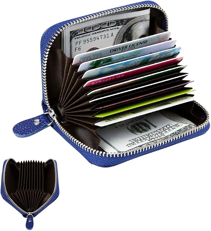 Women's RFID Blocking 12 Slots Credit Card Holder Leather Accordion Wallet