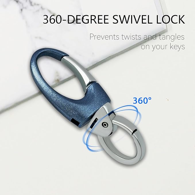 Keychain Quick Release Double Carabiner Clip with D Ring Key Rings, Unisex Belt Loop Key Holder for Home Car Keys