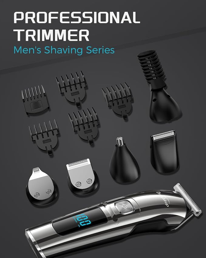 Brightup Beard Trimmer for Men - Electric Razor & Shaver | 17-in-1 Mens Grooming Kit, IPX7 Waterproof, Shaving Kit for Face, Mustache, Body, Ear, Nose Hair Trimmer, Gifts for Men