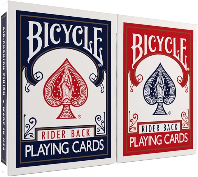 Bicycle Rider Back Playing Cards 2 Pack Poker Size Red and Blue | Air Cushion Finish, Over 140 years of trusted quality, Perfect for poker and blackjack, 52 cards plus 2 Jokers
