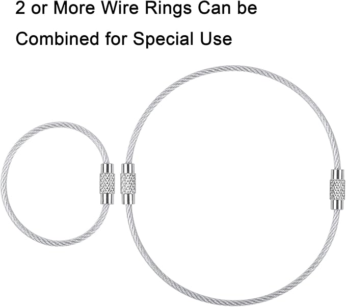 Wisdompro Wire Keychain Cable, 4.3/6.3 Inch Stainless Steel Wire Keyrings | Heavy Duty Wire Key Rings Metal Wire Cable Key Chain Loop for Luggage Tags, Keys, Crafts and ID Tags