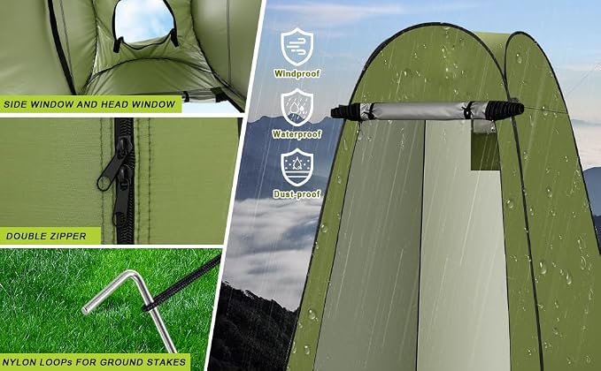 Portable Toilet Kit, Camping Toilet with Pop-Up Privacy Tent Toilet Bags, Washable Portable Outdoor Showers Changing Rooms