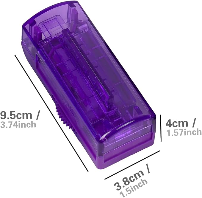 Multiple Pill Cutter for Small or Tiny Pills, Adjustable Pill Splitter for Large Pills Multi Tablets, Stainless Steel Cutting Blade and Blade Guard (Purple)