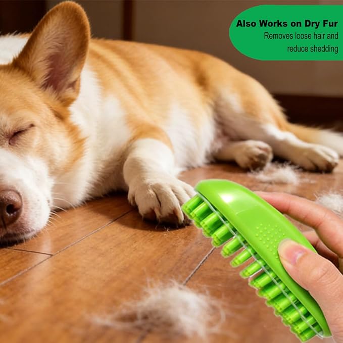 Rubber Curry Brush for Short Haired Dogs, Gentle Curry Comb with Removable Screen, Use Wet as Bath Scrubber or Dry for Grooming Loose Hair