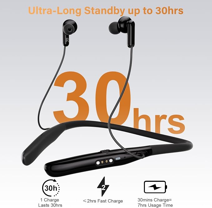 OTC Hearing Aids for Seniors, 55dB Gain Hearing Aids with Bluetooth Rechargeable 30H Battery Life, AI Smart Noise Cancellation, Neckband Earphone Design Lightweight & Comfortable Wear
