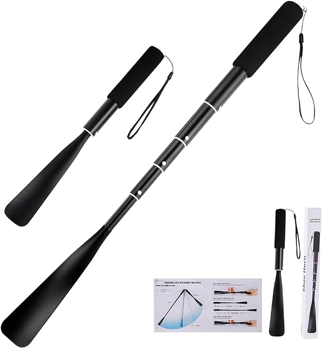 JJDPARTS Shoe Horn Long Handle,14.5"-37" Retractable Shoe Horn,Aluminum Shoe Horn For Men Women Kids Seniors