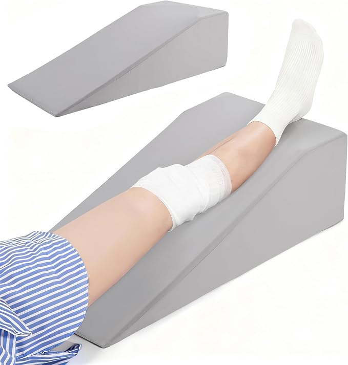 Leg Elevation Pillows for After Surgery, 7.8Inch Height Foam Leg Wedge Knee Surgery Recovery Equipment, Knee Replacement Recovery Aids for Ankle Pain Relief, Single Leg Support Wedge