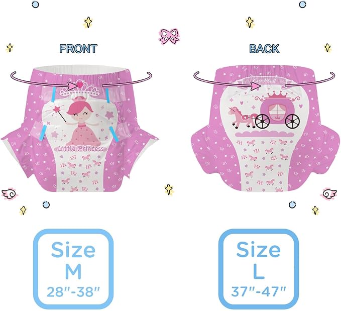 CutiePlusU Disposable Diapers 10 Pieces Protective Underwear Absorbent Briefs Dry Surface Pink (Medium 28"-38")