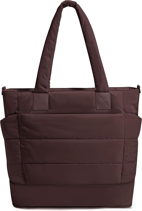 Puffer Tote Bag for Women Quilted Nurse Bag Lightweight Work Bag for Teacher Travel Handbag with Multiple Pockets