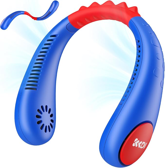 Kids Neck Fan, Portable Bladeless Neck Fan for Kids 4-14Y, 2600mAh Rechargeable Wearable Fan for Girls Boys, 4 Speeds Lightweight Quiet Cooling Fan for Study, Camping, Travel, Summer Essential