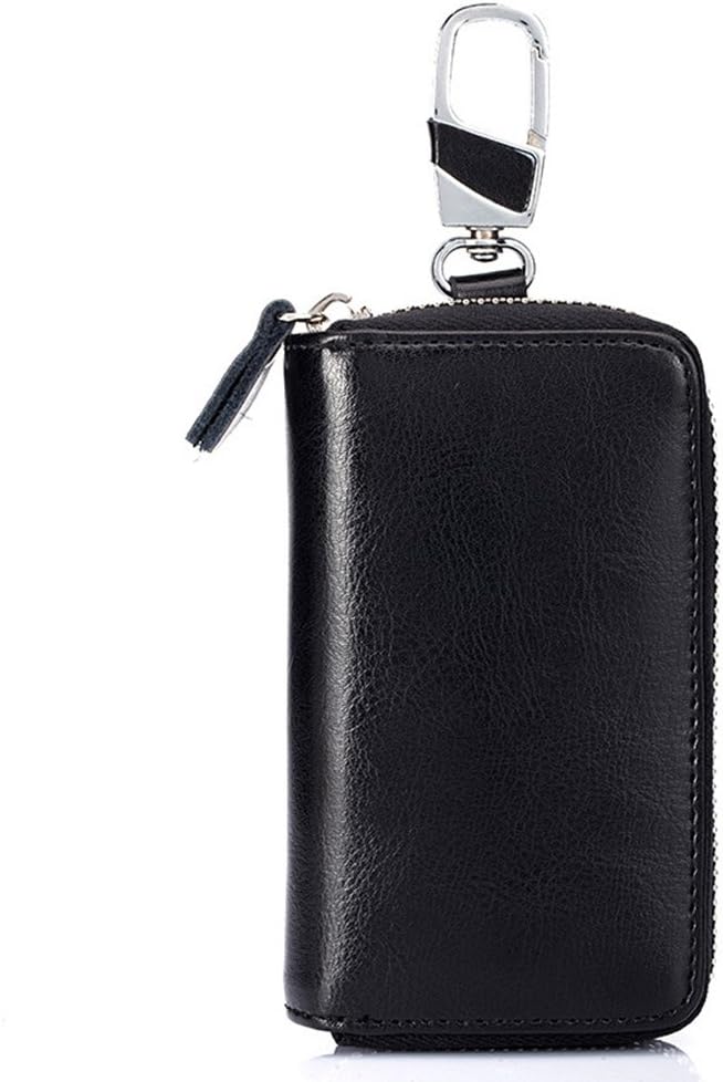 Large Leather Key Case Wallet with 12 Hooks & 1 Keychain/Ring for Men or Women