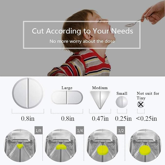JohnBee Pill Cutter for Small or Large Pills (Dark Grey) | Designed in The USA, Cuts Vitamins, Features Storage, Brush & Waterproof Keychain Pill Holder