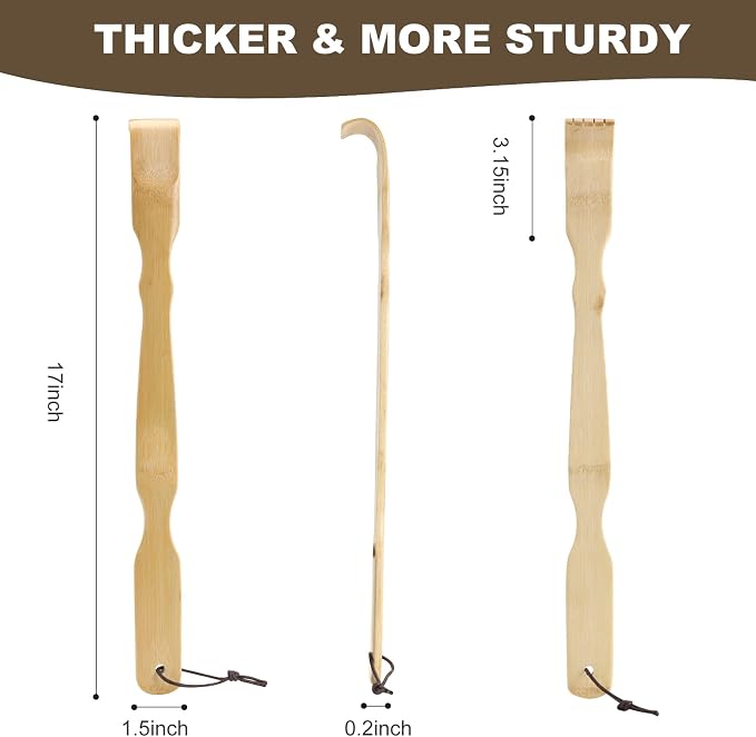 YIMICOO Wooden Bamboo Back Scratcher, 17 Inch Long Handle Back Scratchers for Adults Men Women, with Beautiful Gift Packaging (4 Pack)