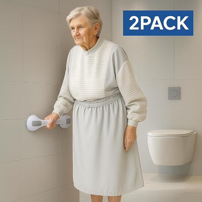 2 Pack Grab Bars for Bathtubs and Showers, Shower Handles for Elderly Seniors bar Safety 500 lbs Walls Handicap Heavy Duty Holder Hooks to Lift Large Tile Glass Suction Cups Tool