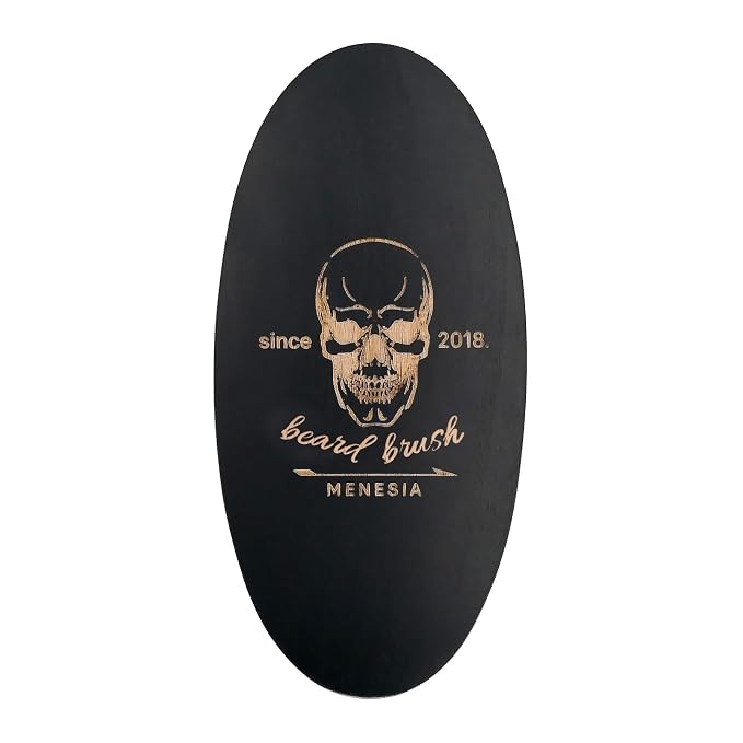Black Soft Boar Bristle Beard Brush for Men | Soft & Smoothing Boar Bristles, Skull Print, Small Pocket Travel Size