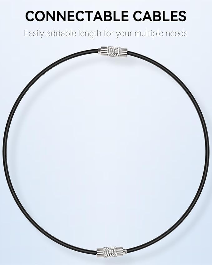 Uniclife 4 Inch Wire Keychain Cable Heavy Duty Stainless Steel Key Ring | Large Holder for Luggage Tag Keeper Travel, 1.8 mm Braided, 4.8 Inch Length, 1.6 Diameter, 80 lbs Hold, Corrosion Resistant