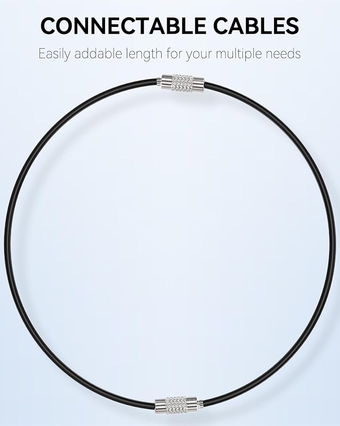 Uniclife 4 Inch Wire Keychain Cable Heavy Duty Stainless Steel Key Ring | Large Holder for Luggage Tag Keeper Travel, 1.8 mm Braided, 4.8 Inch Length, 1.6 Diameter, 80 lbs Hold, Corrosion Resistant