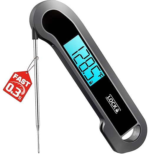 0.3 Sec Instant Read Meat Thermometer Digital for Cooking, Grey | ±0.5℉ Precision, Food Thermometer for Grilling, Air Fryer, Smoker, Candy, BBQ Essentials, Gift for Dad Men Birthday