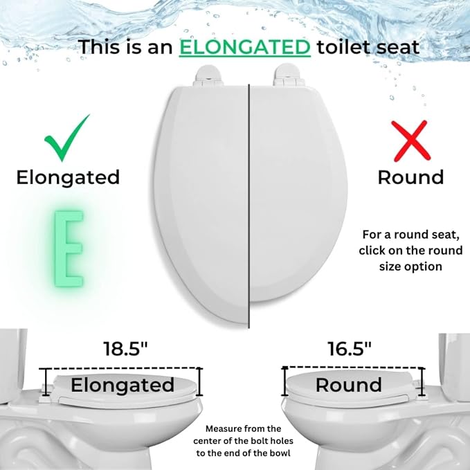 Centoco 2 inch Raised Toilet Seat for Seniors, Elongated, Open Front, White | Open Front with Cover, Plastic, Made in the USA, HL820STS-001