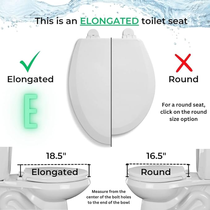 Centoco 2 inch Raised Toilet Seat for Seniors, Elongated, Open Front, White | Open Front No Cover, Commercial, Plastic, Made in the USA, HL500STSCC-001