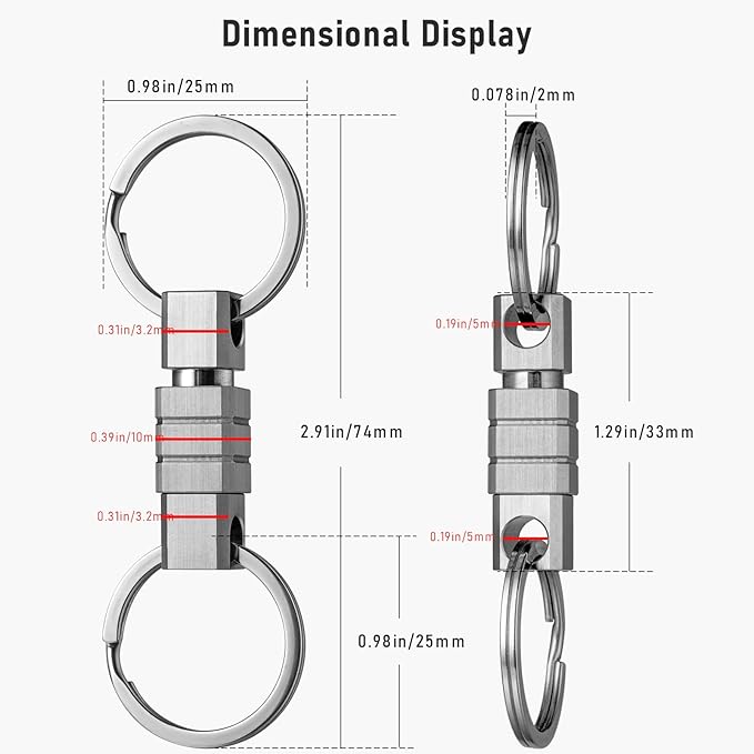TISUR Titanium Quick Release Keychain,Detachable Pull Apart Key Chain Rings