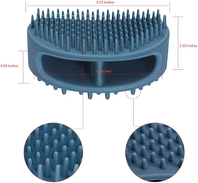 Dog Brush & Cat Brush, Soft Silicone Dog & Cat Grooming Brush, Pet Bath & Massage Brush for Cats and Dogs with Short or Long Hair, Cat Slicker Shedding Hair Brush Slate