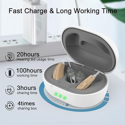 True Hearing Aids Not Amplifier 11 Channels Professional Rechargeable Waterproof Hearing Aids for Seniors Serve with Noise Cancelling Hearing Aid with Magnetic Charging Box