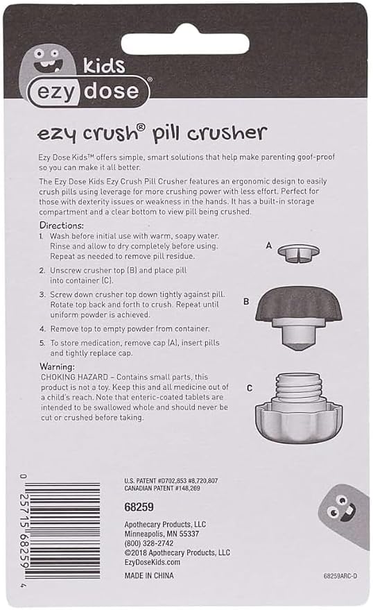 EZY DOSE Crush Pill, Vitamins, Tablets, Crusher and Grinder with Storage Compartment, Kids, Pets, Elderly, Effortlessly Crushes Medications into Fine Powder, Easy-to-Use Design, Black, BPA Free