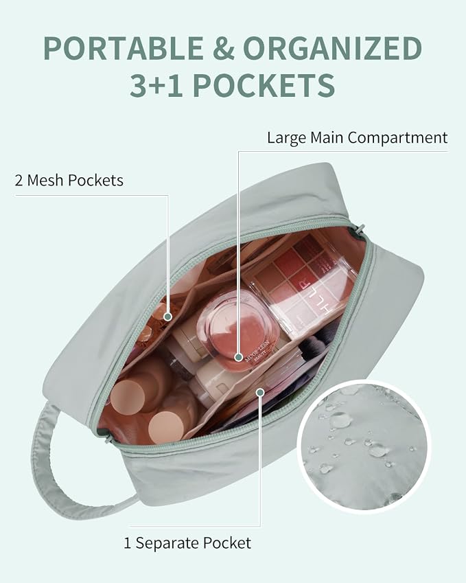 Narwey Quilted Makeup Bag Puffy Make up Bag Cosmetic Bag Organizer, Puffer Travel Toiletry Bag for Traveling Women Girl, Travel Bag for Toiletries, Skincare Medicine Bags (Sage Green)