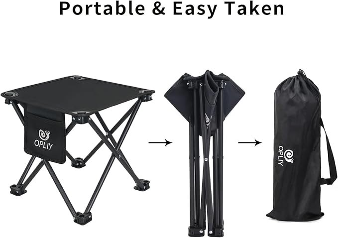 Camping Stool 2 Pack,13 Inch Portable Folding Stool for Outdoor Gardening and Beach Hiking Fishing,Foot Stool with Carry Bag (Black)