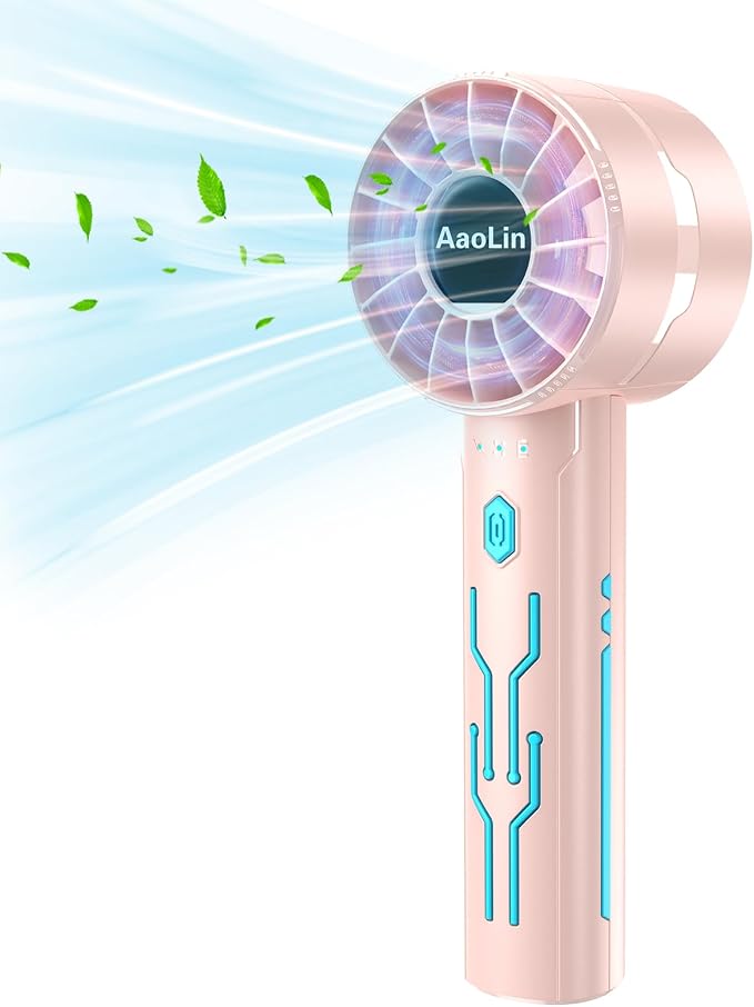 Portable High Speed Mini Handheld Fan, USB Rechargeable Neck Personal Mini Fan(7000 RPM high speed motor,Lasts 4-16 Hours) 4-speed powerful Wind Fans for Summer Outdoor Traveling,Gifts for Kids