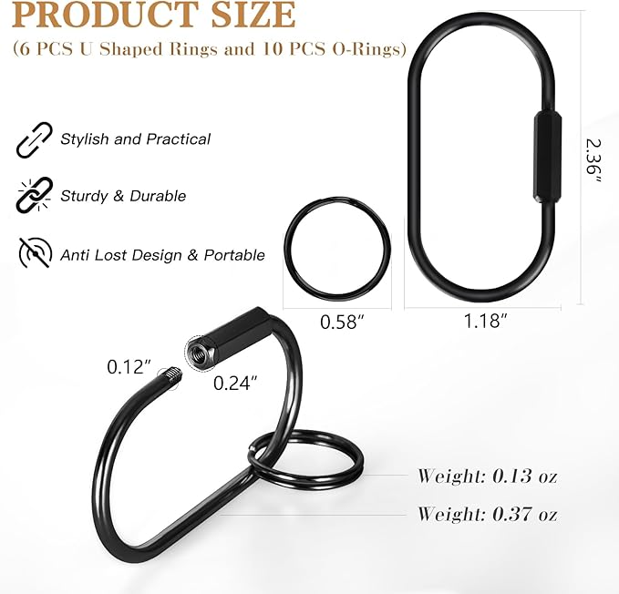 Muitcdo Brass Key Rings Bulk, Key Chain Organizer Holder for Men Women with Secure Screw Locking