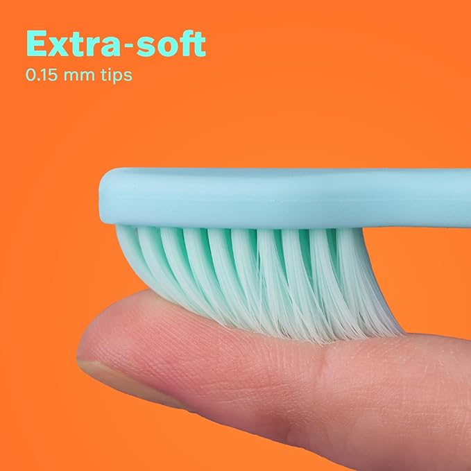 Max Extra-Soft Toothbrush for Adults Sensitive Gums – Gentle Bristles, Wide Angled Head for Back Teeth, Ergonomic Non-Slip Grip, BPA-Free Handle, Individually Wrapped, 4-Pack(Green)