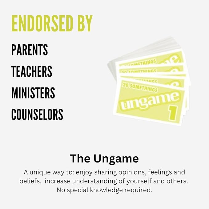 Pocket UNGAME - 20 Somethings - Non-Competitive Card Game for Young Adults Discuss, Share Values & Experiences - lighthearted and serious Decks - Age 18+