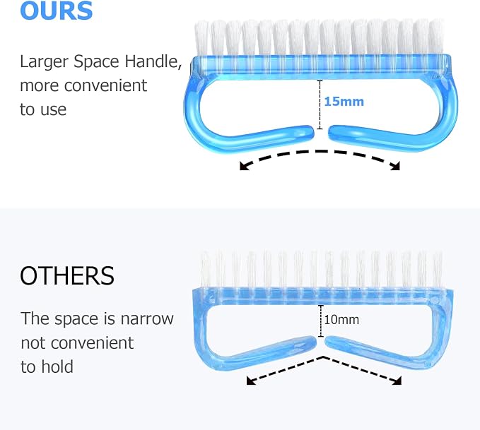 Handle Grip Cleaning Nail Brush, Larbois Nail Brushes Hand Fingernail Brush Cleaner Scrubbing Kit Pedicure for Toes and Nails Men Women (Color-3)