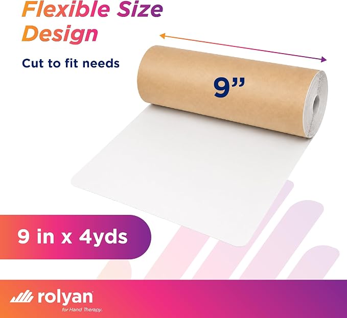 Rolyan Latex-Free Moleskin, 9" x 4 Yards, White, Adhesive Backing Moleskin Padding for Use with Splints, Braces, and Casts, Non-Latex Roll of Prewrap, Undercast Wrap for Skin Protection and Support