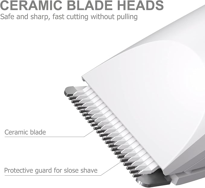 OLOV Electric Body Hair Trimmer - Groin Trimmer for Men - Bikini Trimmer Women - Wet/Dry Shaver Groomer, Replaceable Ceramic Blade Heads, USB Recharge Dock, Waterproof Hygiene Razor, White