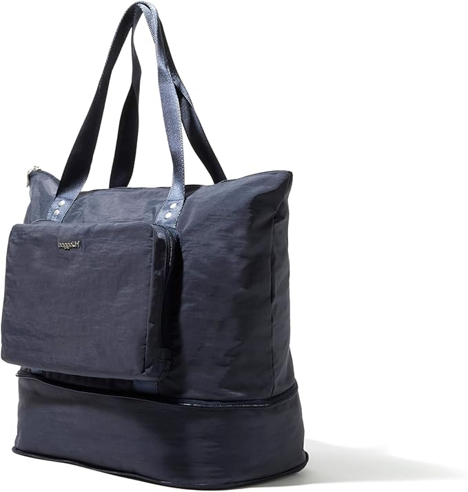 Baggallini Carryall Expandable Lightweight Travel Tote 22" Packable Folding Compact Nylon Washable Weekender w/Luggage Sleeve