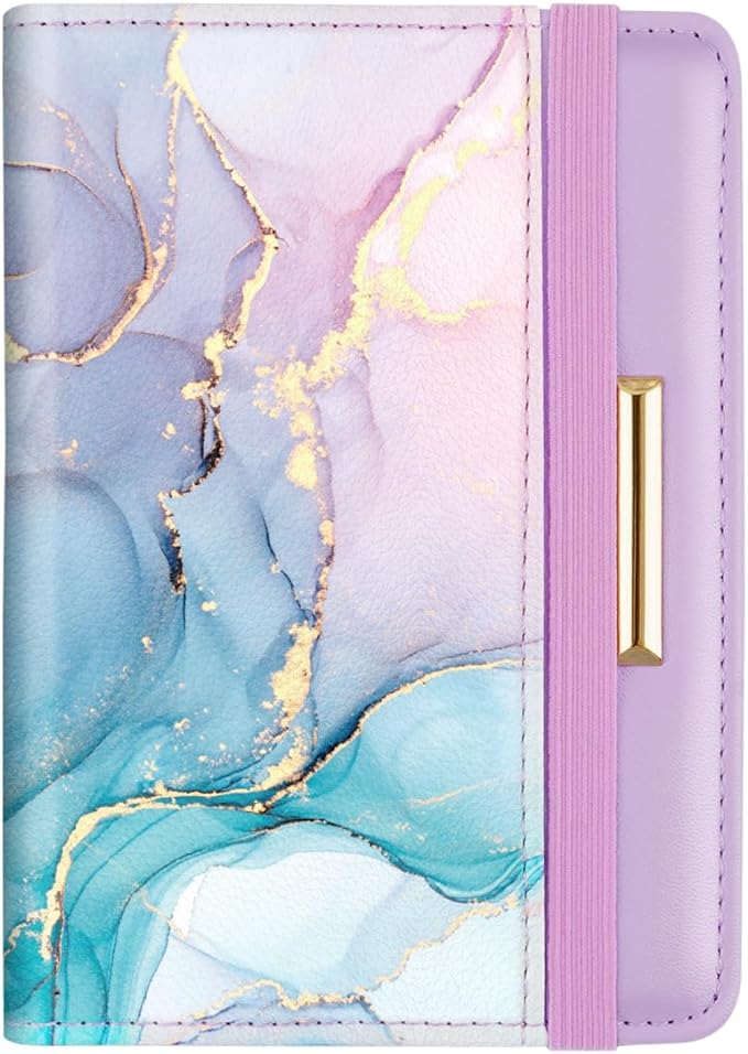 Coco Rossi Passport Holder Cover, RFID Travel Wallet Women Card Holder | Travel Essentials, Passport Book Holders, Passport Cover Case, PU Leather, Cute, Thin, Spliced Design, Gradient Marble