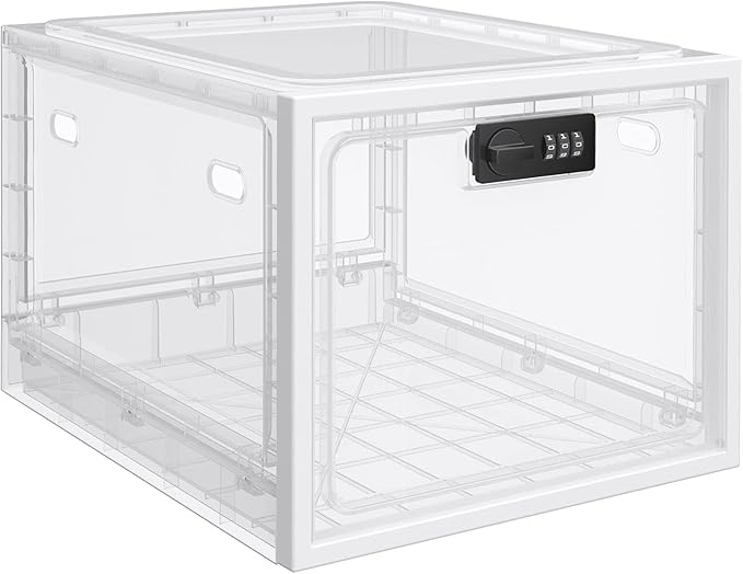 BUG HULL Large Capacity Medication Lock Box, Fridge Lock Box for Medicine Safe, Locking Medicine Box with Code for Snack, Food and Home Safety