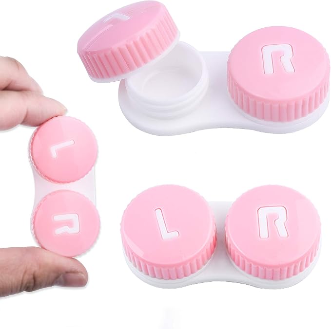 cauyuan Cute Contact Lens Case Portable Travel Box | with Mirror Tweezers Remover Tool Solution Bottle for Office and Outdoor