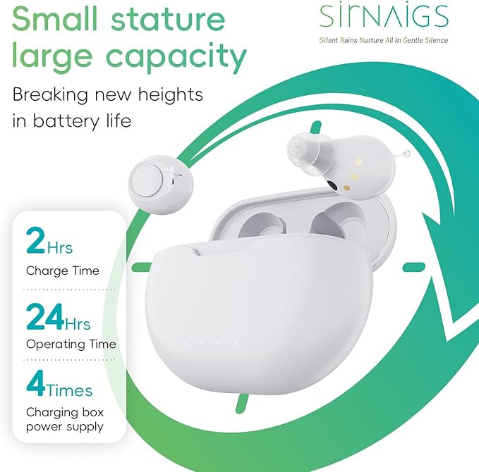 OTC Hearing Aids for Seniors Rechargeable - Portable Power for Days, Noise Reduction & Comfort Fit with Magnetic Case for Clear Conversations