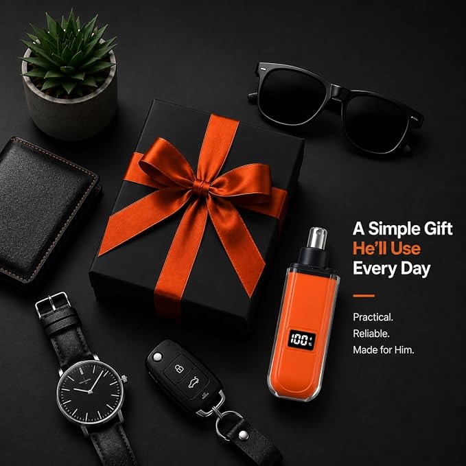 Electric Nose Hair Trimmer for Men Women, Rechargeable Mini Travel Trimmer for Nose and Ear Hair Clippers Portable Trimming with LED Display, Father’s Day Gift