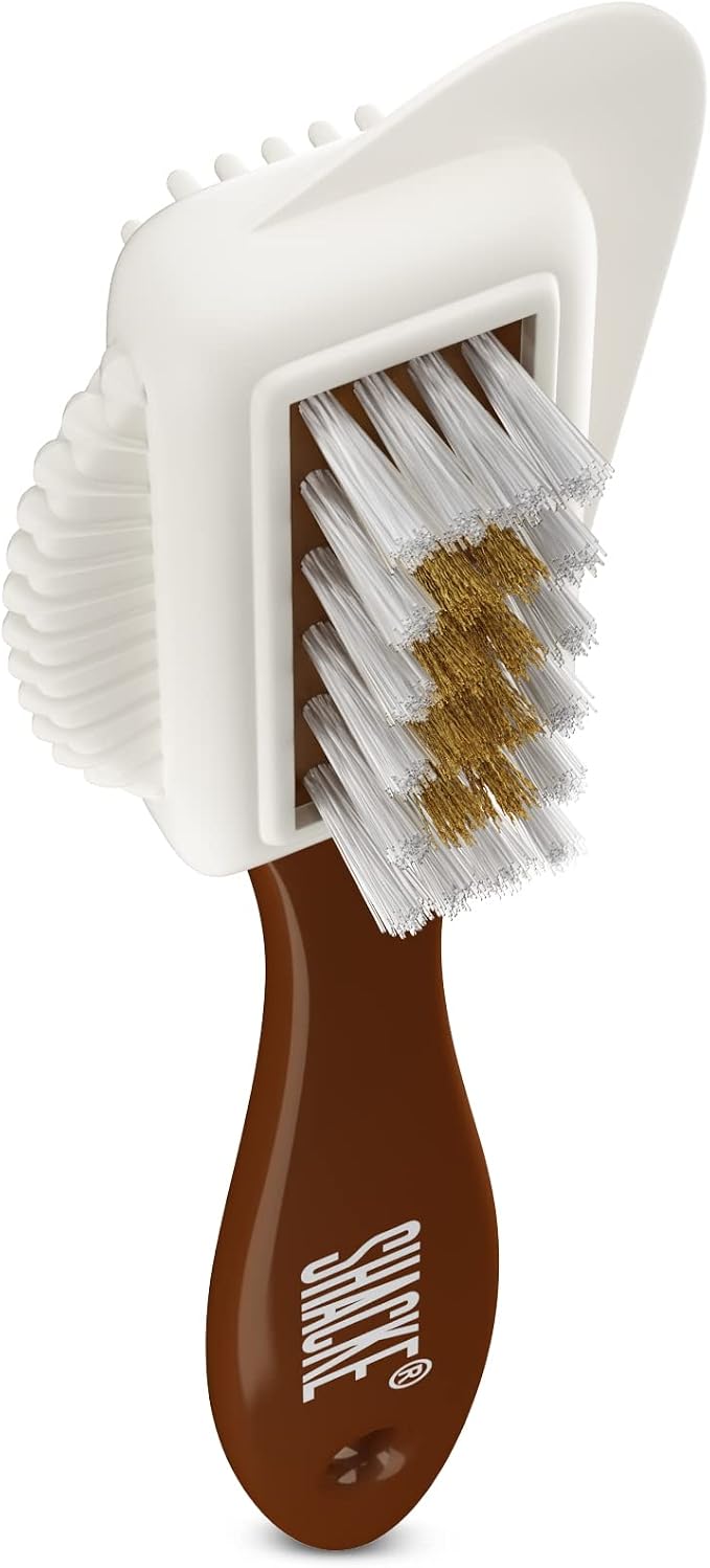 Suede Brush & Nubuck Cleaner – 4-Way Suede Cleaning Brush for Shoes | Suede Shoe Brush & Suede Cleaner — Rubber Bristles, Welts, Nylon/Brass Lift Dirt from Shoes, Boots, Bags & Purses