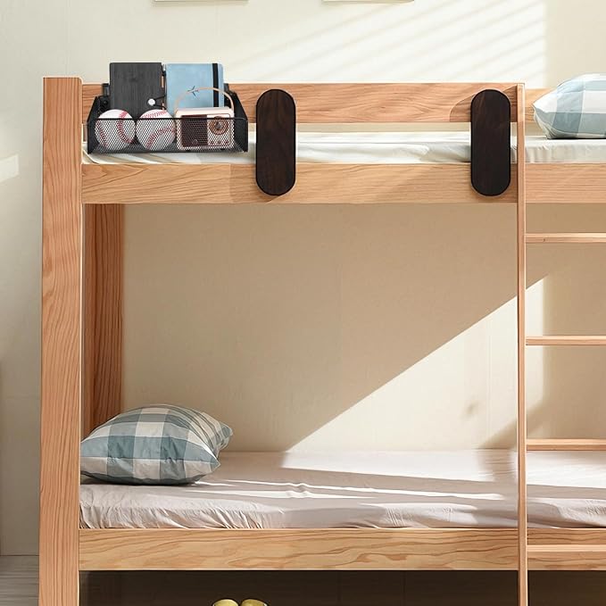 Luxshiny Bedside Hanging Storage Basket, Beside Shelf Metal Organizer Rack | No Drilling Required, Attaches to Bed Frame or Desk, Stores Phone and Books, 1 Basket with 10 Hooks