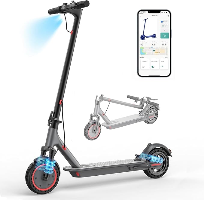 Maxshot Electric Scooter, 8.5" /10" /14" Tire, 16/19/22 Mph Top Speed, 12/16/21/27/28/49/50 Miles Long Range, Folding Escooter for Adults and Kids with Seat Bag, Dual Braking, Dual Suspension, App