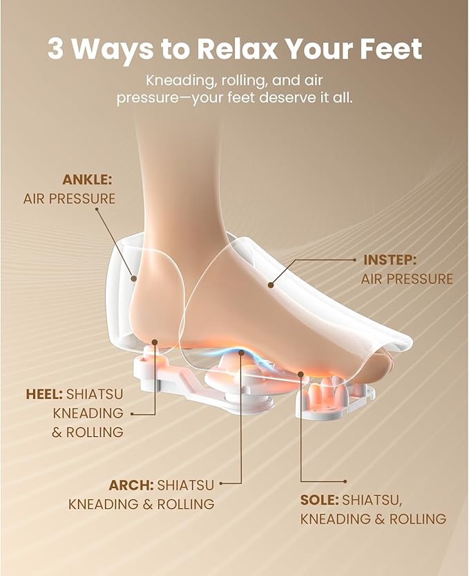 BOB AND BRAD Foot Massager with Heat and Remote,FSA Eligible HSA Eligible, Shiatsu Deep Kneading Electric Feet Massager Machine for Plantar Fasciitis, Men Size 12