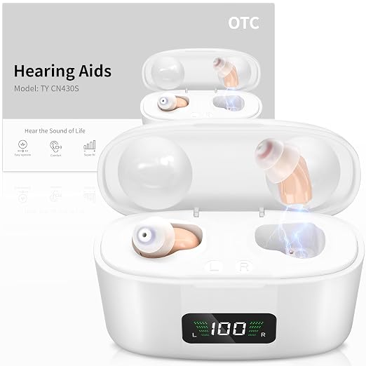 Hearing Aids for Seniors, Rechargeable Hearing Amplifiers Devices with Noise Cancelling, Superior Sound Quality for Women Men Hearing Loss, Auto On/Off